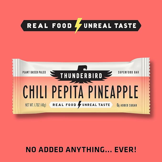 Thunderbird Bars Energy Snack, Gluten-Free with Protein, Healthy Real Food, Vegan Paleo Non-GMO, No