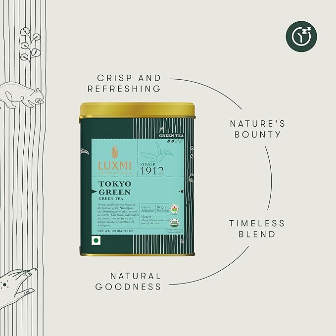 Luxmi Estates - Tokyo Green - Organic Makaibari Darjeeling Green Tea - Loose Leaf - 100g (50 Cups)