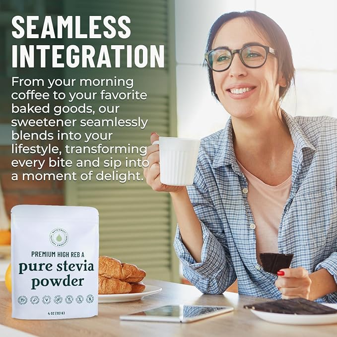 Premium Pure Stevia Powder, Powdered Stevia Extract Natural SteviaPowder for Baking, Zero Calorie