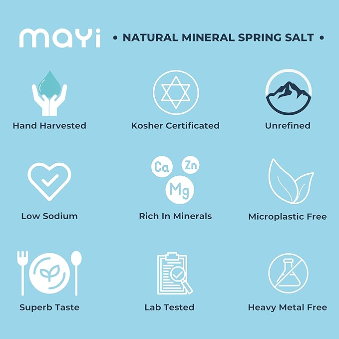 MAYİ Ancient Natural Spring Salt Coarse Grain Grinder 3.8 oz - Hand-Harvested, Kosher