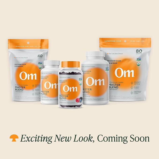 Om Master Blend Mushroom Capsules - Organic Mushroom Supplement with 10 Mushrooms and Ashwagandha