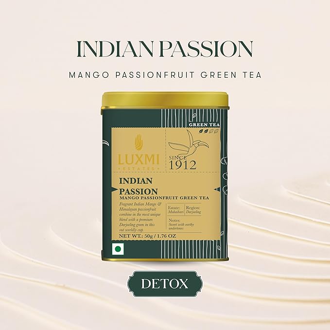 Luxmi Estates - Indian Passion - Organic Mango Passion Fruit Green Tea - Loose Leaf - 50g (25 Cups)