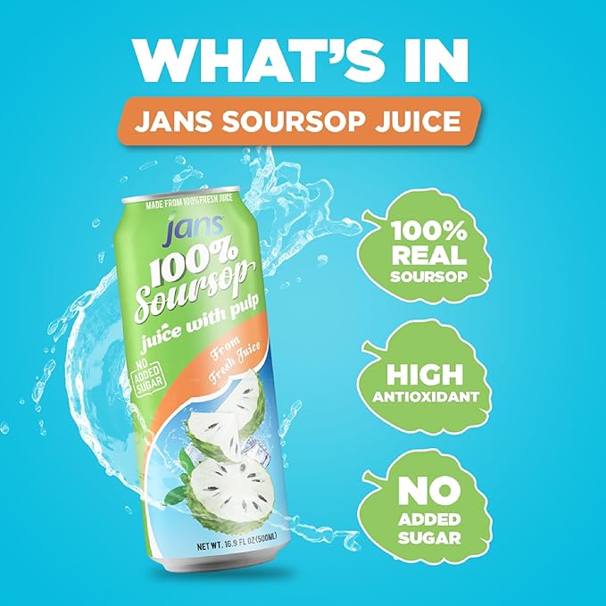 Soursop Juice with Pulp (Guanabana), 16.9 oz (Pack of 12) JANS | 100% Pure Soursop Graviola | NO