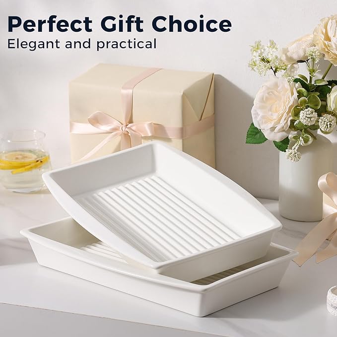 DELLING Baking Dish for Oven, 9.3'' x14'' Ceramic Casserole Dish, Lasagna Pan, Oven Safe Bakeware