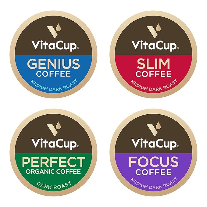 VitaCup Coffee Pods 40ct, Slim w/Garcinia for Diet Support 10ct, Genius Keto w/MCT Oil for Energy &