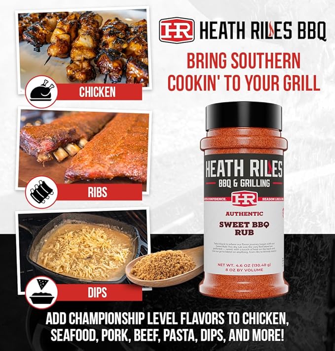 Heath Riles BBQ Rub - Sweet Seasoning, Champion Pitmaster Recipe, Legendary Rubs For Smoking &