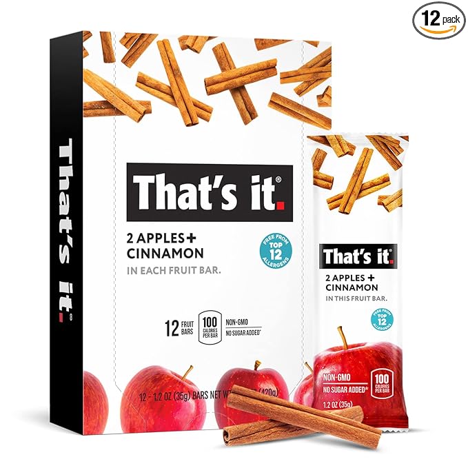 That's it. Apple + Cinnamon 100% Natural Real Fruit Bar, Best High Fiber Vegan, Gluten Free Healthy
