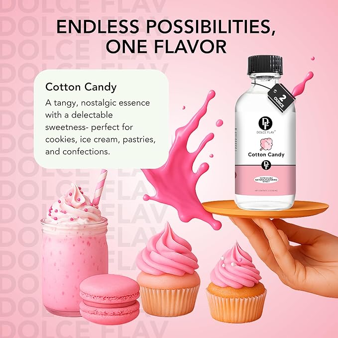 Dolce Flav Natural Cotton Candy Extract ??2 Ounce Water-Soluble Kosher, Sugar-Free, Concentrated