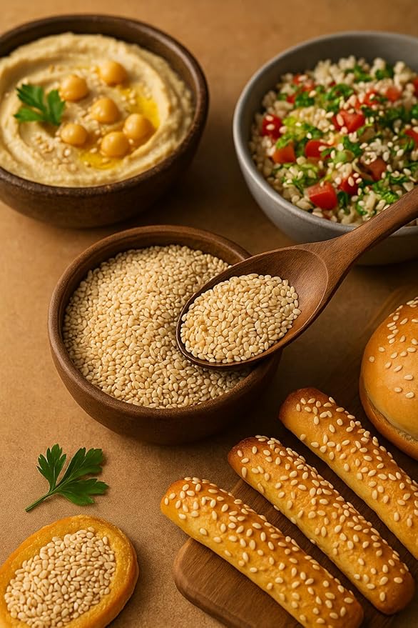 Sesame Seeds Natural – 14 oz Resealable Bag – Whole Raw Unhulled Seeds for Cooking, Baking &