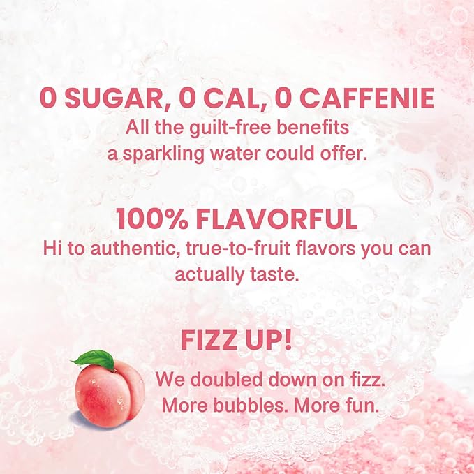 CHI FOREST Flavored Sparkling Water Beverage, White Peach, Zero Sugar, 16.2 fl oz Bottles (pack of