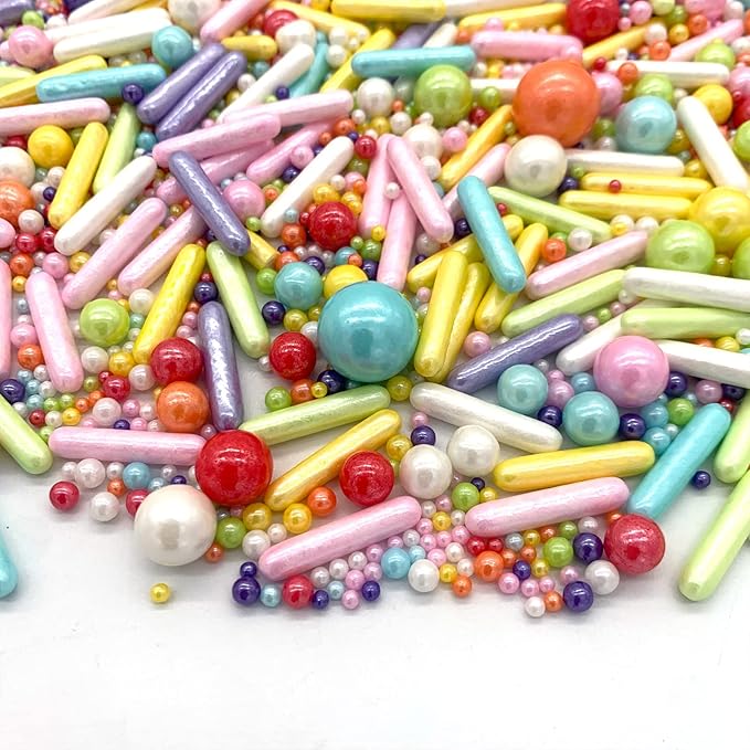 Rainbow Sprinkle Mix Pearl Sugar Candy Mix Size Baking Cake Decorations Cupcake Toppers Cookie