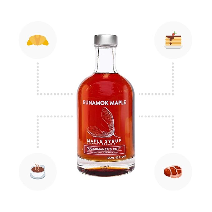 Runamok Maple Syrup Organic Sugarmaker's Cut - Grade A Vermont Maple Syrup, Amber Color, Rich Taste