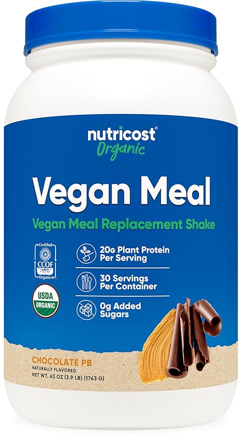 Nutricost Organic Vegan Meal Replacement Shake Powder (Chocolate Peanut Butter) - Certified USDA