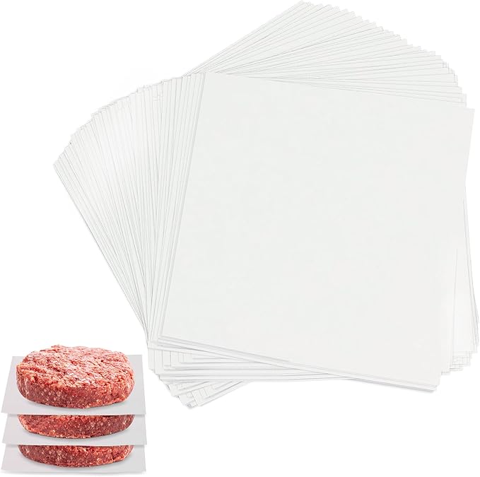 Hamburger Patty Paper, AIMEIKI 300Pcs 6x6 Inch Parchment Paper Sheets for Burger Press, Non Stick