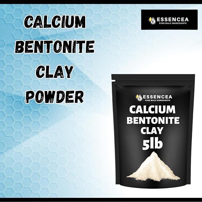 Calcium Bentonite Clay Powder 5lb by Essencea Pure Bulk Ingredients | Deep Pore Detox Face & Hair