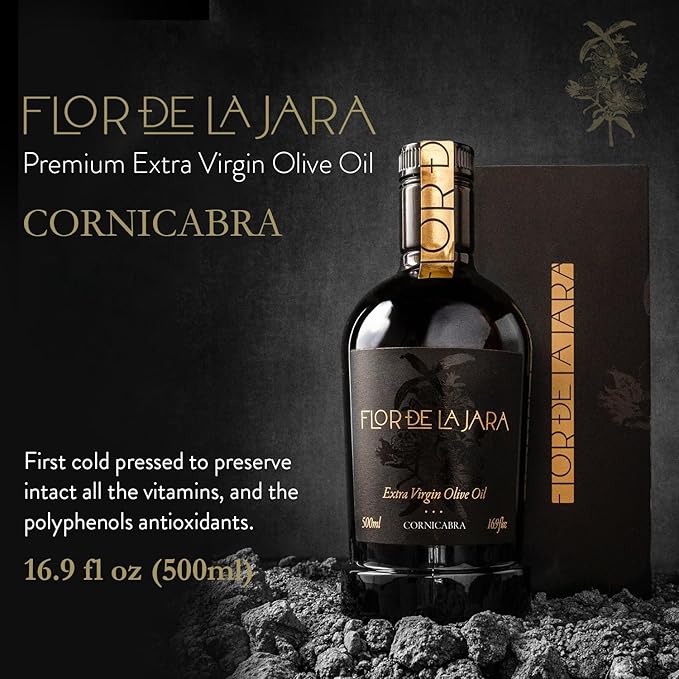 FLOR DE LA JARA Premium Extra Virgin Olive Oil from Spain, First Cold Pressed, Polyphenol-Rich