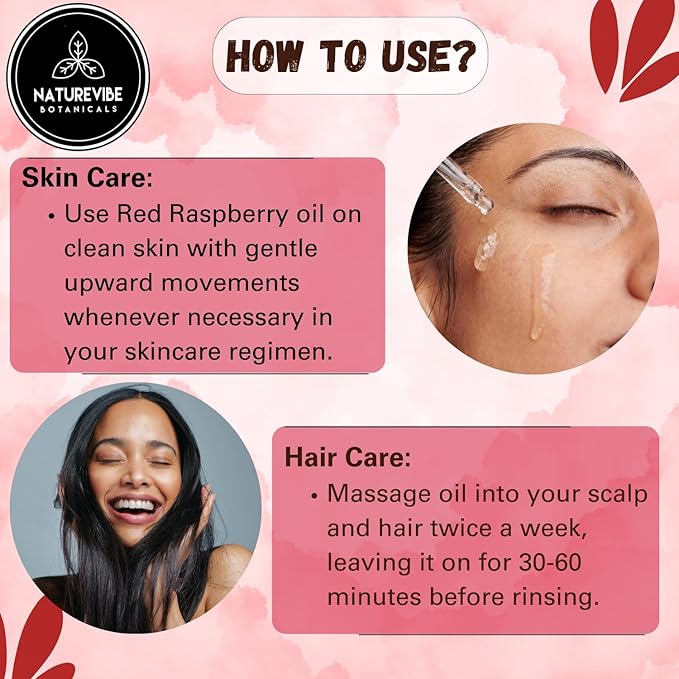 Naturevibe Botanicals Red Raspberry Oil 32 Ounces | 100% Pure and Natural | Great for Skin Care and