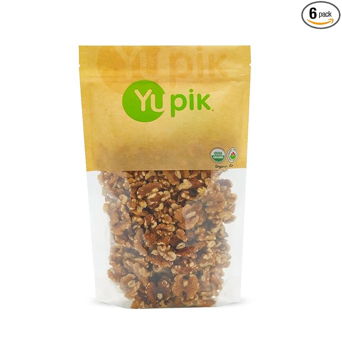 Yupik Organic Raw California Walnuts, Halves, 2.2 lb (35.2 oz), Pack of 6, Kosher, Gluten-Free