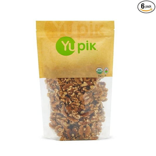 Yupik Organic Raw California Walnuts, Halves, 2.2 lb (35.2 oz), Pack of 6, Kosher, Gluten-Free