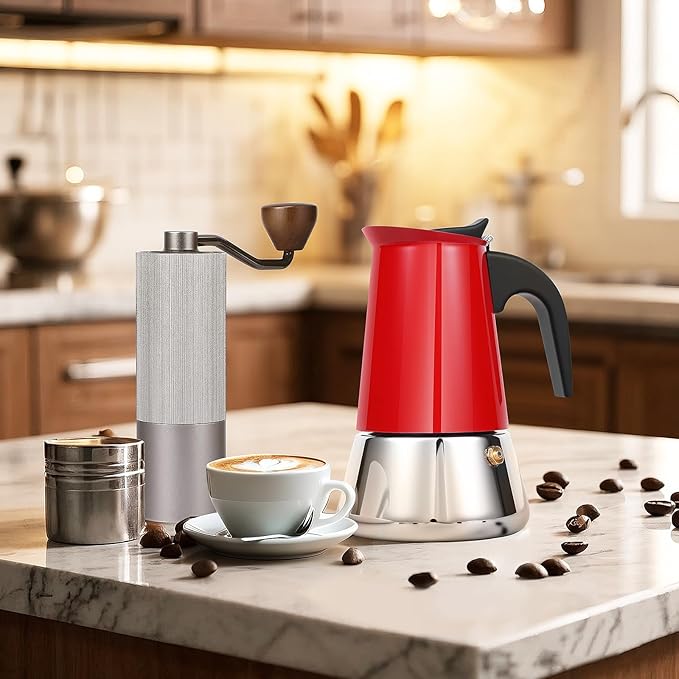 Moka Pot, 4 Cups (7.1 oz) Stovetop Espresso Maker, 304 Stainless Steel Moka Pot, Induction