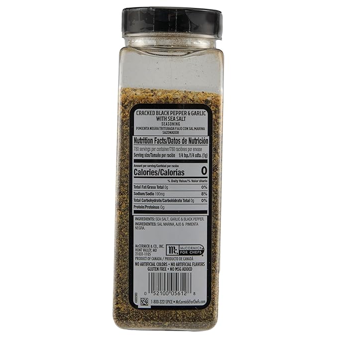 McCormick Grill Mates Cracked Black Pepper & Garlic with Sea Salt Seasoning, 27.52 oz