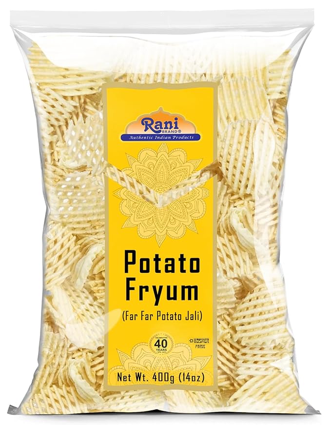 Rani Far Far/Fryums (Wheat & Tapioca Pellet) Potato Jhali 14oz (400g) ~ Vegan, Kosher, Uncooked