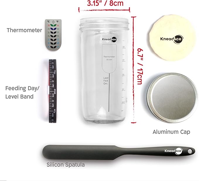 Sourdough Starter Kit ??24oz Starter Jar, 2 Cotton Rope Banneton Proofing Baskets, Magnetic Bread