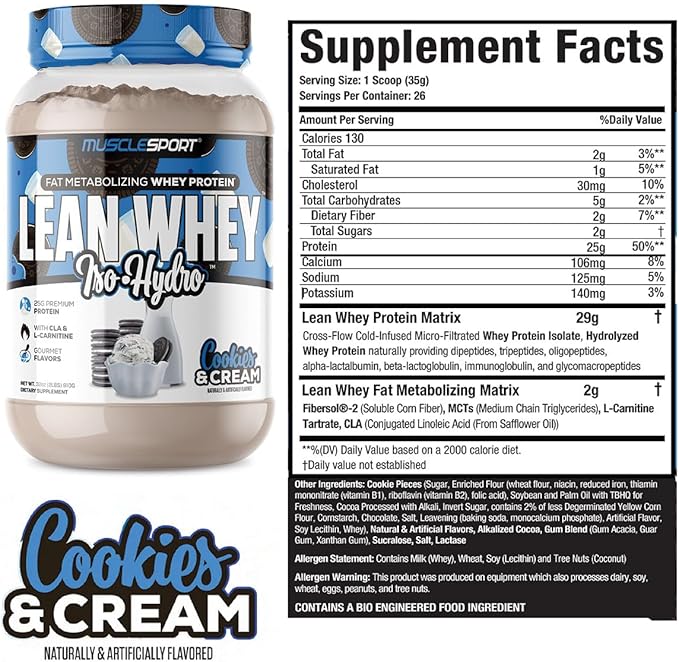 Musclesport Lean Whey Revolution?? Whey Protein Isolate with Hydrolyzed Whey - Low Calorie, Low