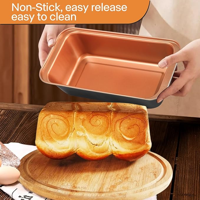 Baking Pans Set 6-Pieces, Non Stick Bakeware Set Stackable, with Cookie Sheet, Muffin, Round/Square