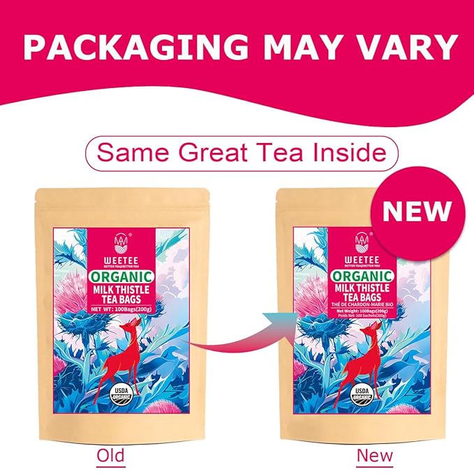 WT WEETEE Organic Milk Thistle Tea Bags, 100% Pure & Natural Roasted Milk Thistle Seeds