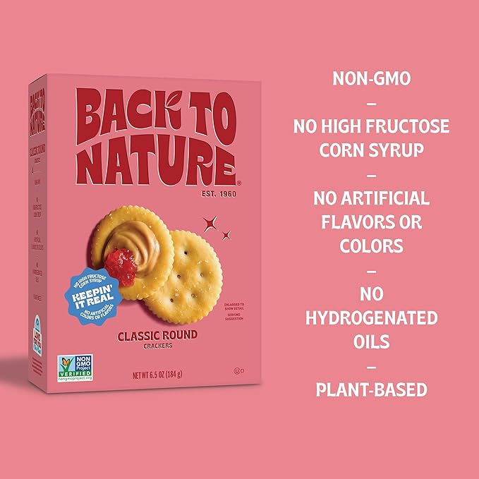 Back to Nature Classic Round Crackers - Dairy Free, Non-GMO, Made with Wheat Flour & Sea Salt