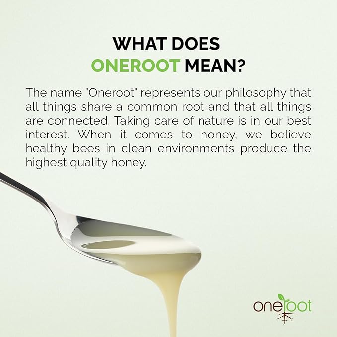 Oneroot 100% Canadian Flower Honey - 1kg / 2.2lbs, Honey Wildflower Unfiltered, Unheated & Creamed