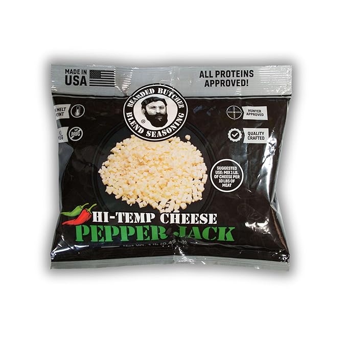 Bearded Butchers High-Temp Pepper Jack Cheese 1 lbs ??Shelf-Stable 1/4" Cubes for Up to 10 lbs of
