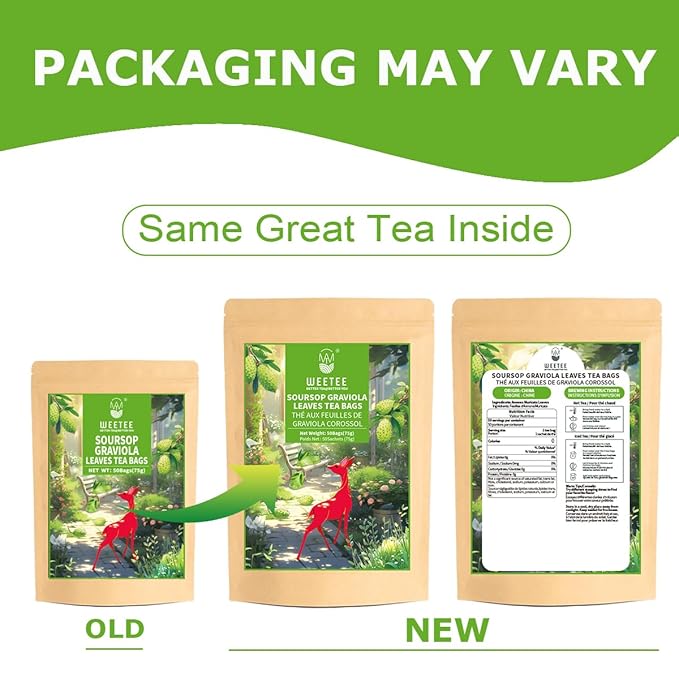 WT WEETEE Soursop Leaves Tea Bags, Made with 100% Pure Soursop Graviola/Guanabana Leaves, Natural