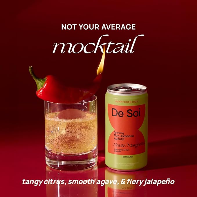 De Soi Haute Margarita Mocktails NA Drinks 8 fl oz (12-pack) - Adaptogen Drink, Sparkling Drink