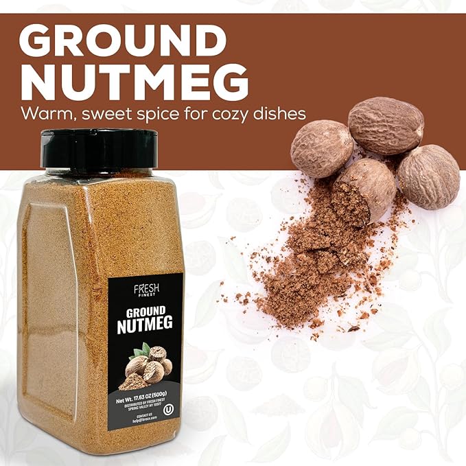 Fresh Finest Ground Nutmeg Powder, Best for Sweet & Savory Recipes, Premium Spice for Cooking and