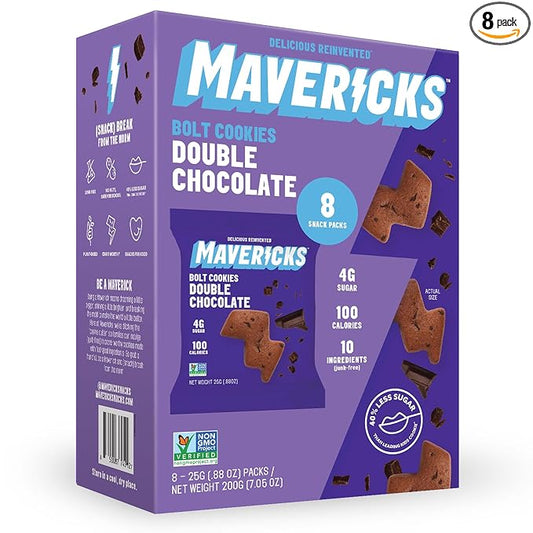 Mavericks Double Chocolate Bolt Cookies - Healthy Chocolate Chip Cookies, Plant-Based Snack for