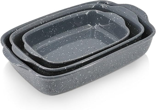 Ceramic Bakeware Dish Set of 3, Rectangular Baking Casserole for Oven,High Heat Resistant,Lasagna
