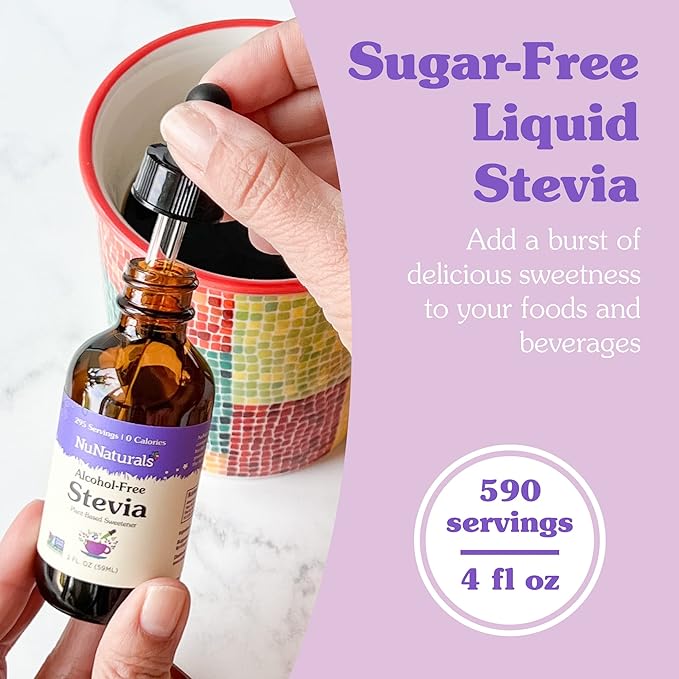 NuNaturals Liquid Stevia, Sugar-Free Sweetener, Plant-Based Sugar Substitute, Zero Calorie