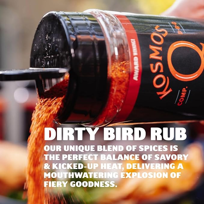 Kosmos Q Dirty Bird BBQ Dry Rub, Sweet and Spicy Seasoning with Brown Sugar, Red Pepper, Garlic &