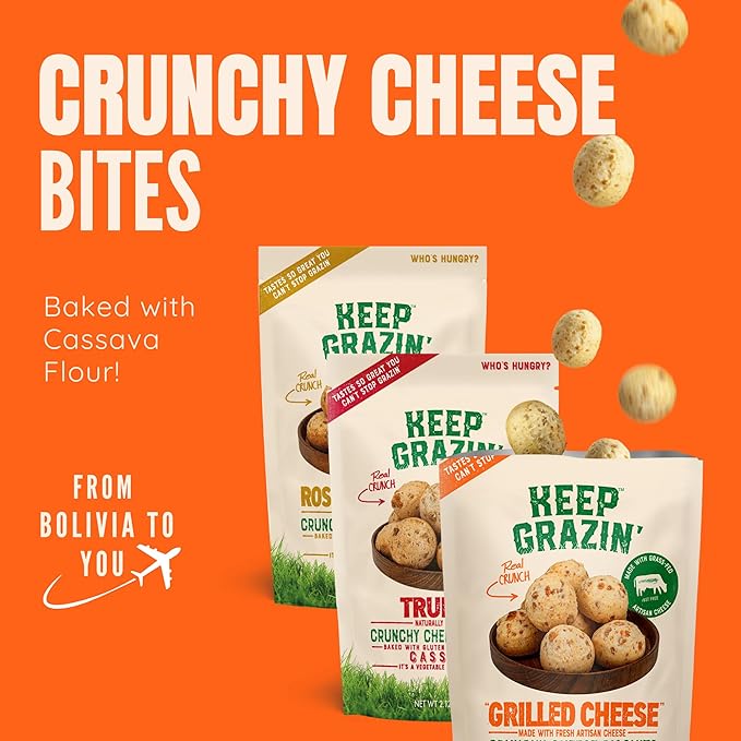 Keep Grazin Grain Free Crunchy Cheese Biscuits - Variety Pack | 2.12 Ounce (Pack of 9) | Gluten &