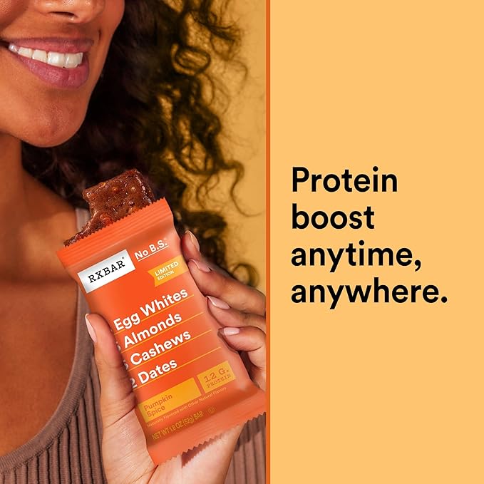 RXBAR Protein Bars, Protein Snack, Snack Bars, Pumpkin Spice, 22oz Box (12 Bars)