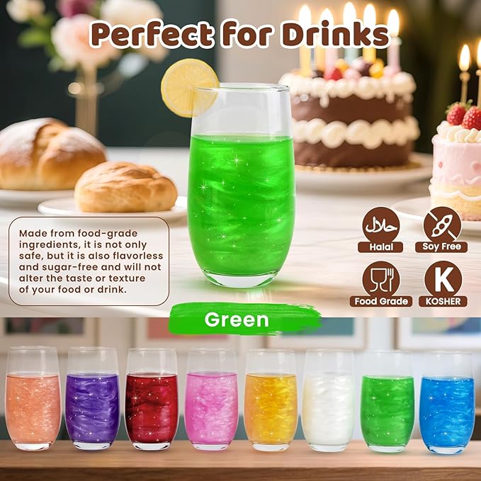 Green Edible Glitter Spray, 5g Food Grade, Edible Green Glitter for Drinks, Cake Decorating