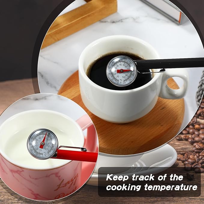 Xuhal 6 Pcs Stainless Steel Kitchen Thermometer with 5 Inch Long Stem 1 Inch Dial Thermometer Milk