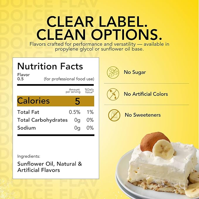 Dolce Flav Banana Extract ??2 Ounce Oil-Soluble Kosher, Sugar-Free, Concentrated Ripe Banana