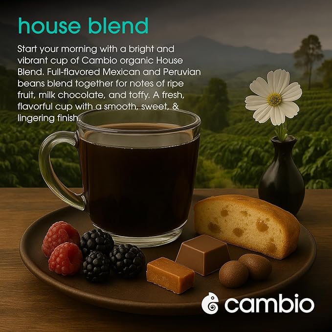 Cambio Roasters House Blend Coffee Pods - New Aluminum Pods, Organic Coffee K Cups, Medium Roast K