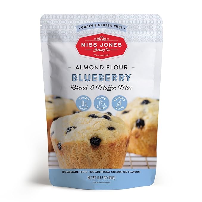 Miss Jones Baking Blueberry Muffin Mix - Almond Flour, Gluten Free, Low Carb, No Sugar Added