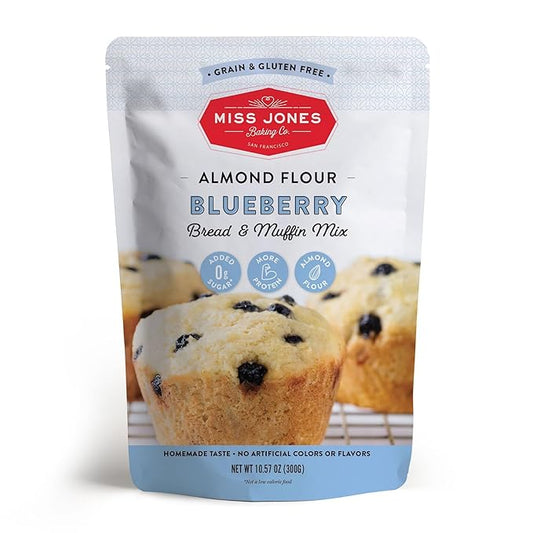 Miss Jones Baking Blueberry Muffin Mix - Almond Flour, Gluten Free, Low Carb, No Sugar Added