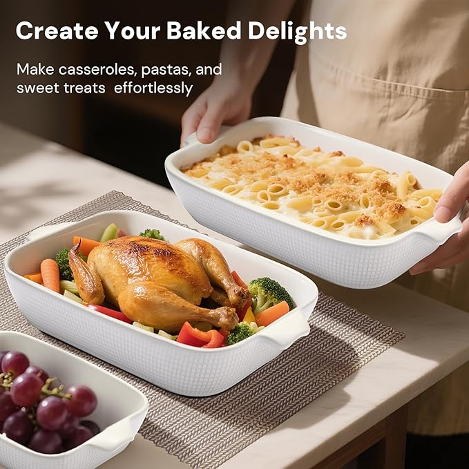 Bakeware Casserole Oven Dishes Baking - 3pcs Ceramic Rectangular Oven Serving