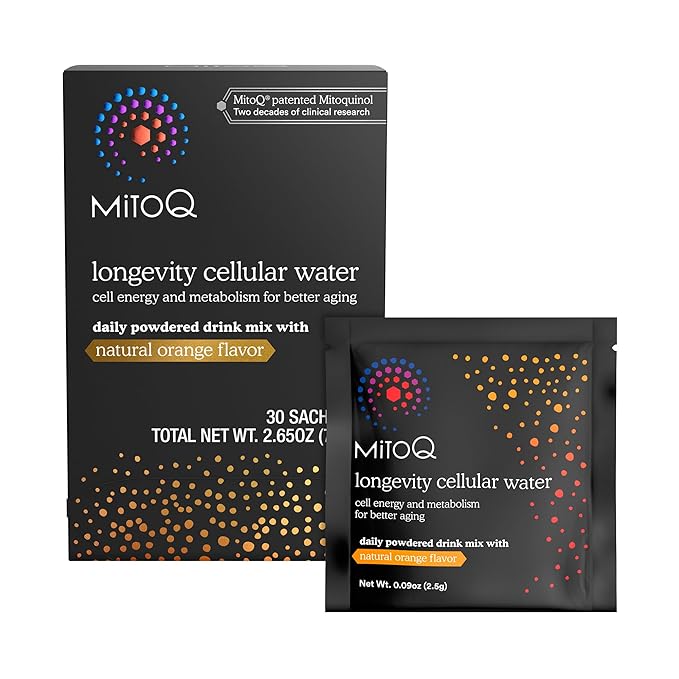 MitoQ Longevity Cellular Water Daily Powdered Drink Mix Natural Orange Flavor